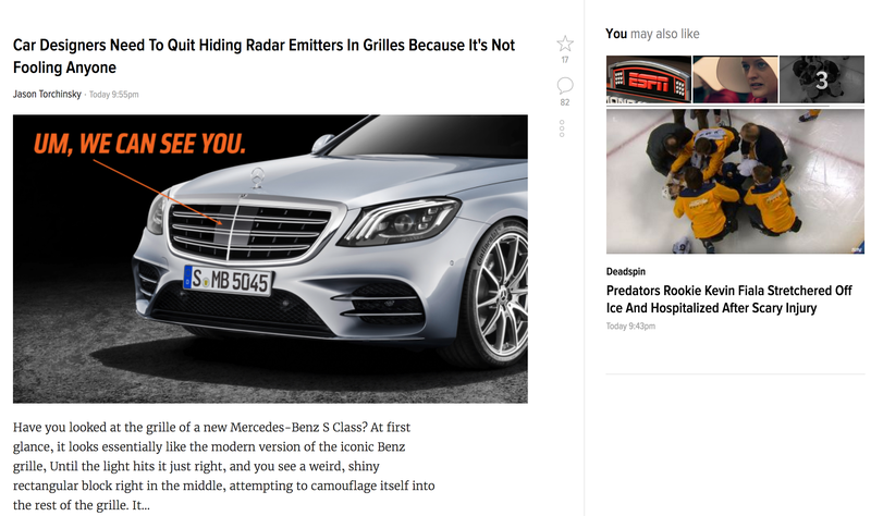 Illustration for article titled Did Jalopnik (and all kinja-based blogs) just swap the sides of the blog posts and the "You may also like" suggestions?